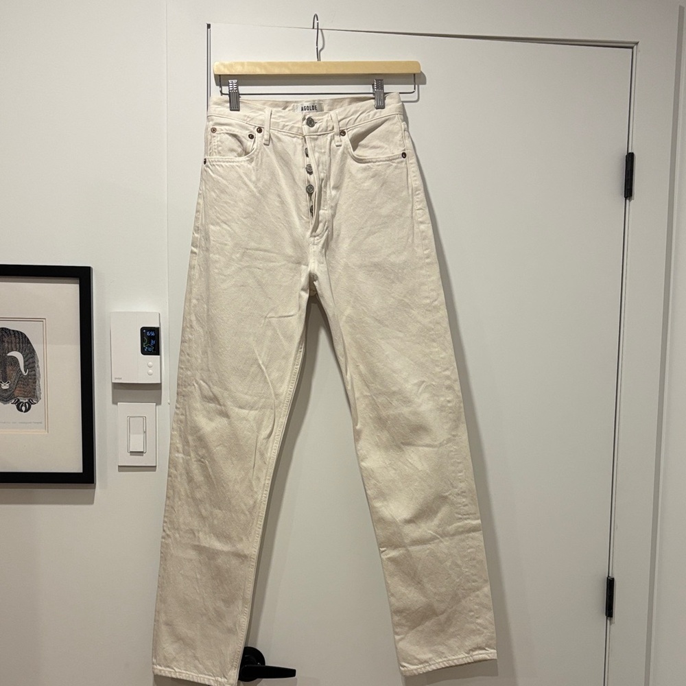 Agolde Cream Button-Fly Jeans